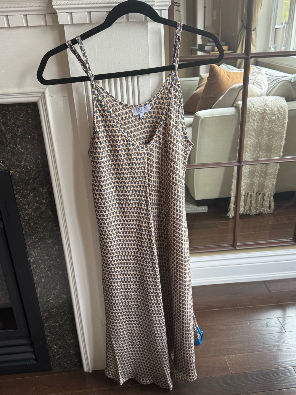 Guru Beige & Navy Printed Slip Maxi Dress
